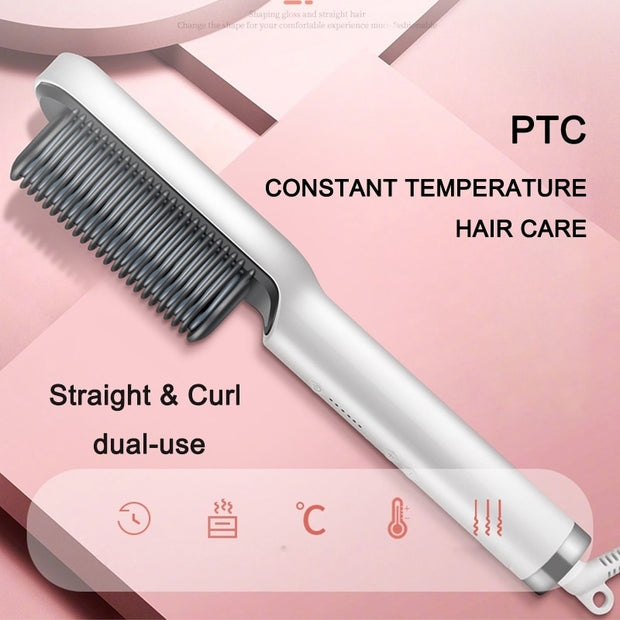 Electric Professional Hair Straightener Brush Heated Comb Straightening Combs Men Beard Hair Straight & Curly Styling Tool