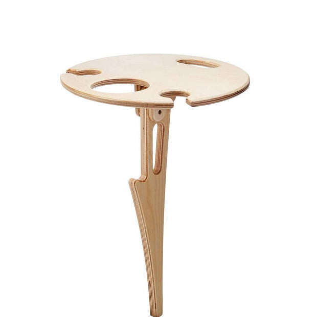 Mini Wooden Picnic  Wine Table with Foldable Round Desktop